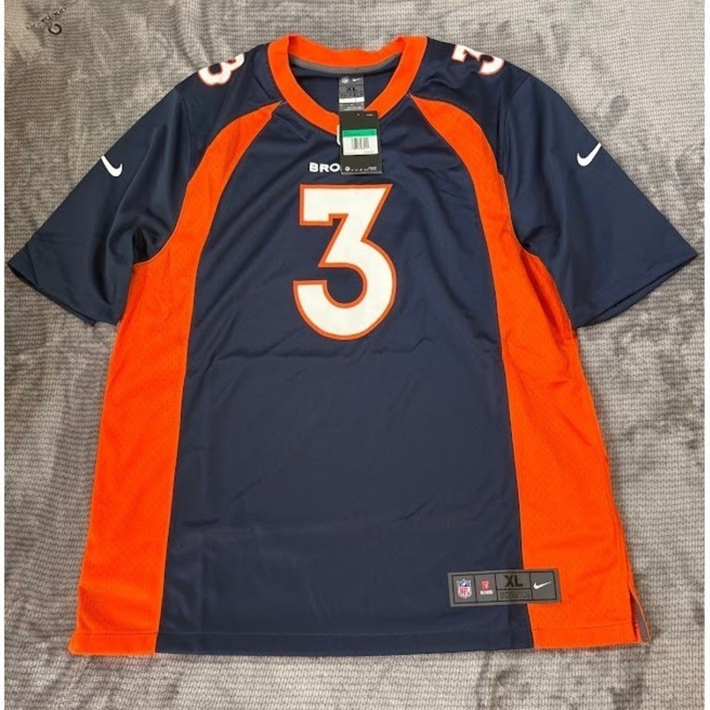 Nike NFL On‎ Field Denver Broncos Russell Wilson Jersey Mens XL Navy Blue 3 NEW